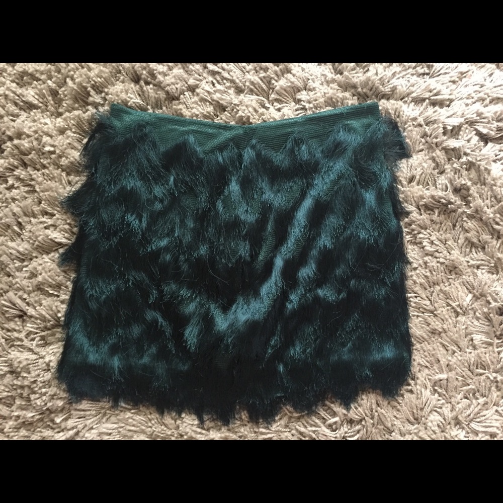 H&M Green Fringe Skirt